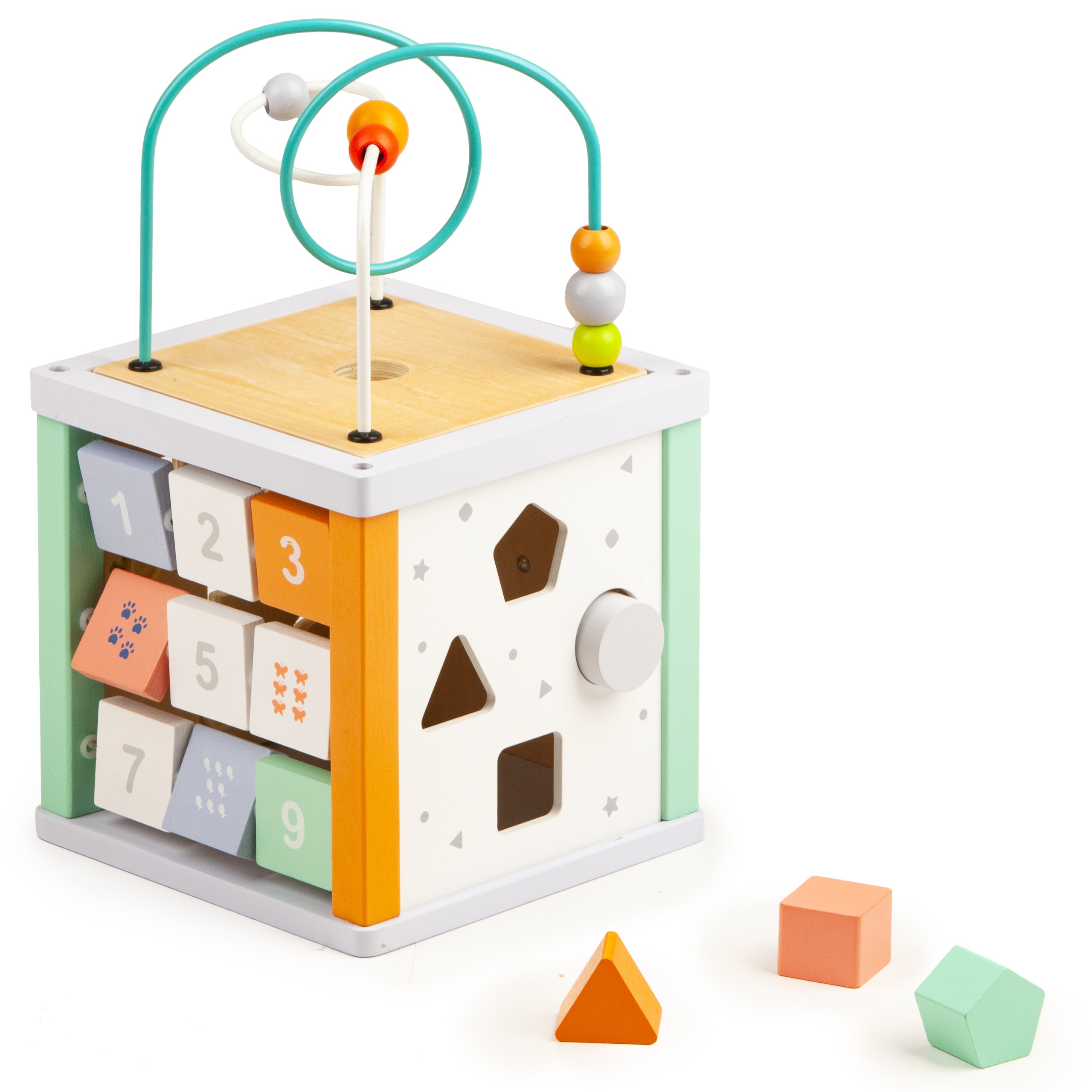 Sortare cuburi educative din lemn + blocuri Ecotoys